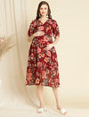 Maternity Floral Midi Dress