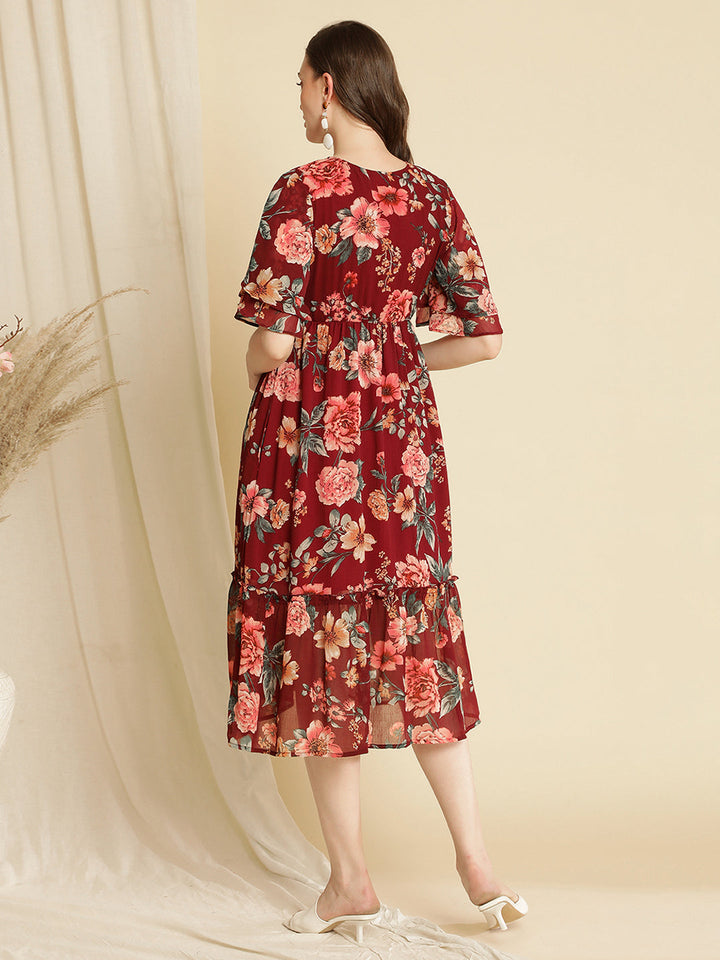 Maternity Floral Midi Dress