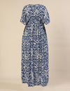 Maternity & Nursing Floral White Blue Maxi Kaftan Dress