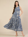 Maternity & Nursing Blue Floral Sleeveless Tiered Maxi Dress