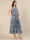 Maternity & Nursing Blue Floral Sleeveless Tiered Maxi Dress