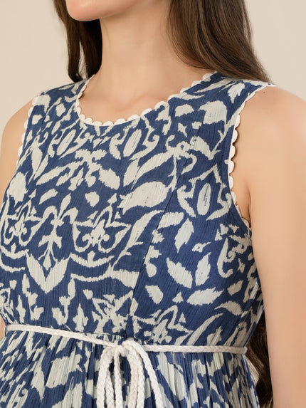 Maternity & Nursing Blue Floral Sleeveless Tiered Maxi Dress