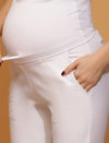 Stretchy Cotton Maternity Formal Pants- White