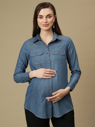 Maternity Full Sleeve Denim Shirt