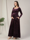 Maternity & Nursing Purple Glitter Velvet Maxi Dress