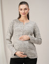 Winter Maternity & Nursing Glitter Woolen Cardigan