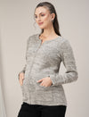 Winter Maternity & Nursing Glitter Woolen Cardigan