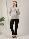 Winter Maternity & Nursing Glitter Woolen Cardigan