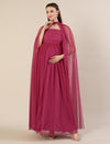 Mauve Maternity Gown with Draped Cape