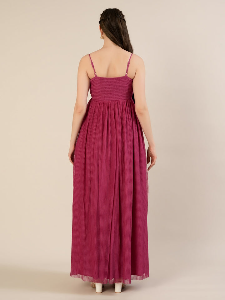Mauve Maternity Gown with Draped Cape