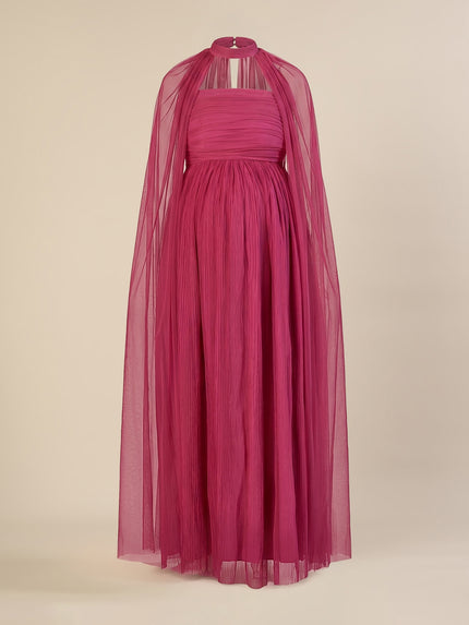 Mauve Maternity Gown with Draped Cape