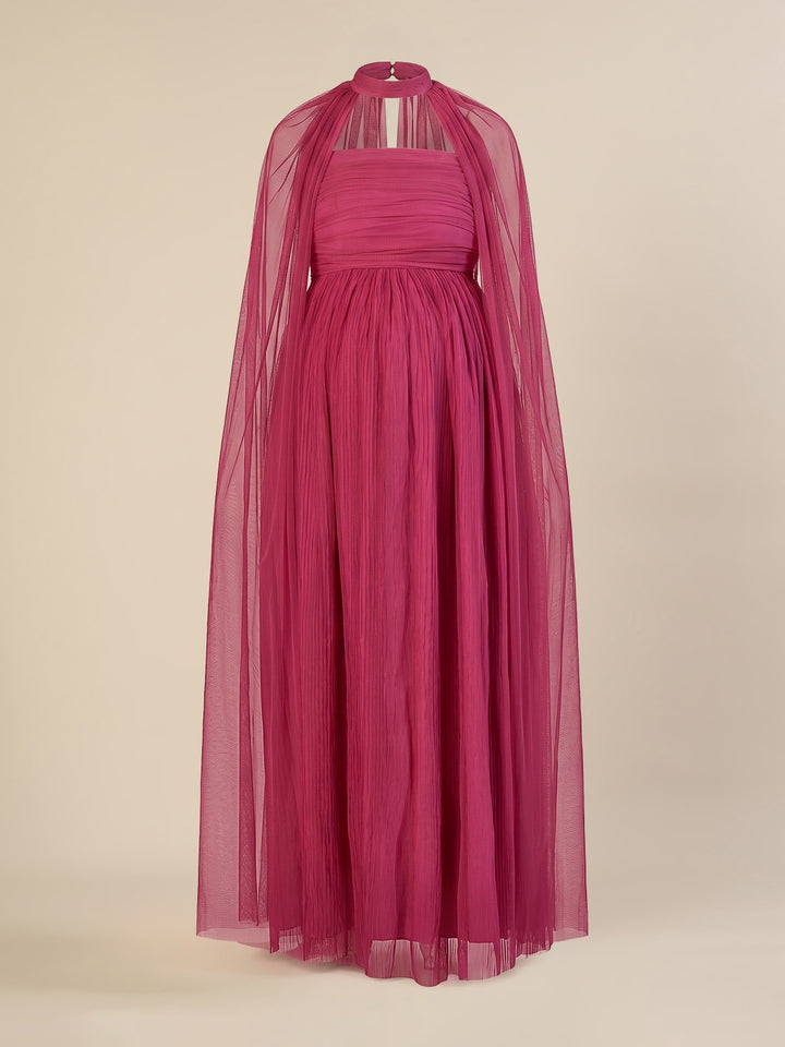 Mauve Maternity Gown with Draped Cape