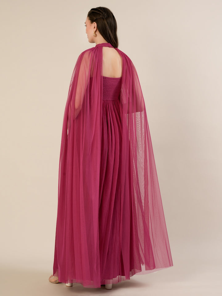 Mauve Maternity Gown with Draped Cape