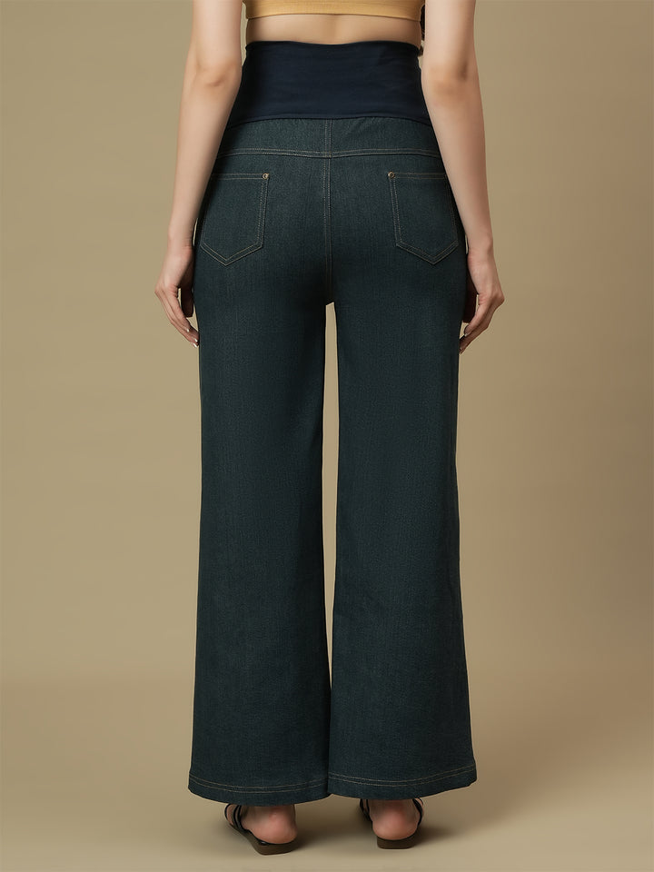 Maternity Green Flare Bell Bottom Jeans