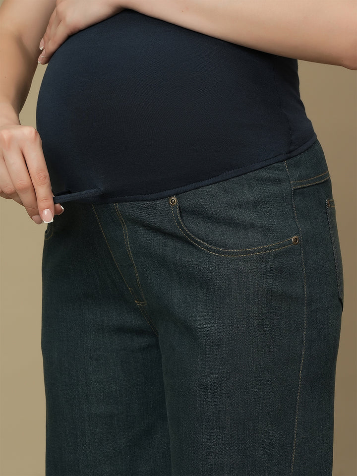 Maternity Green Flare Bell Bottom Jeans