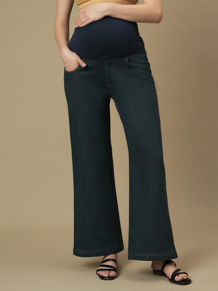 Maternity Green Flare Bell Bottom Jeans