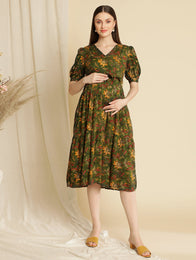 Maternity Green Midi Dress