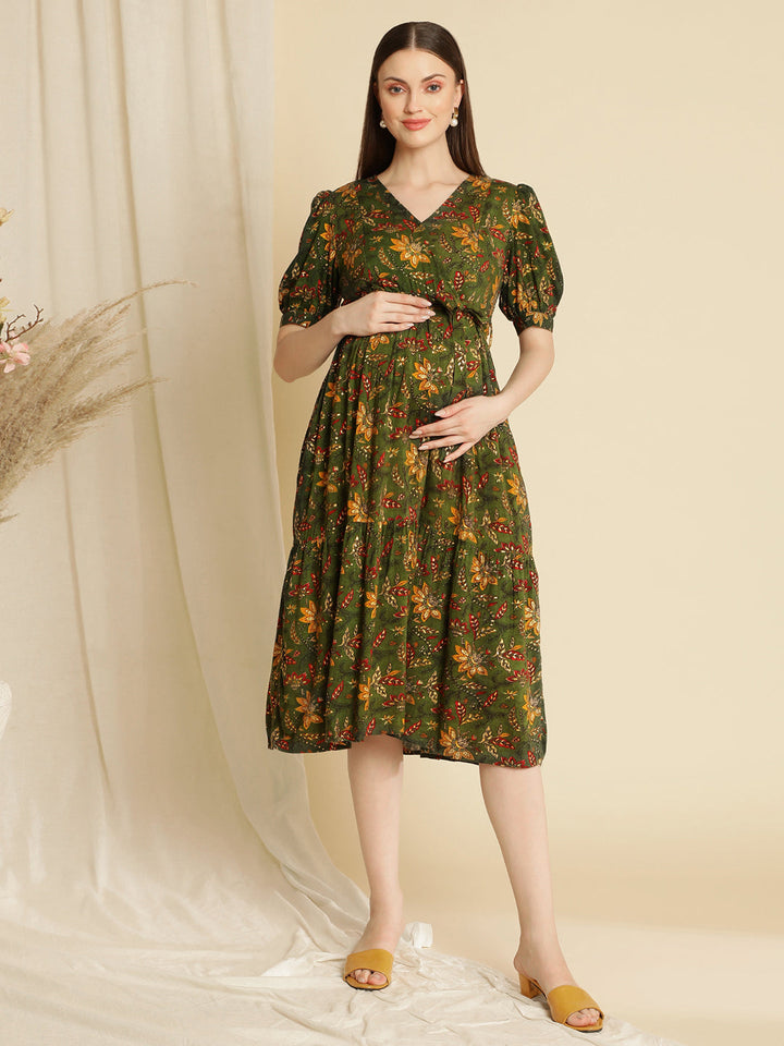 Buy Maternity Green Midi Dress