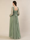 Maternity Green Tulle Gown with Detachable Train