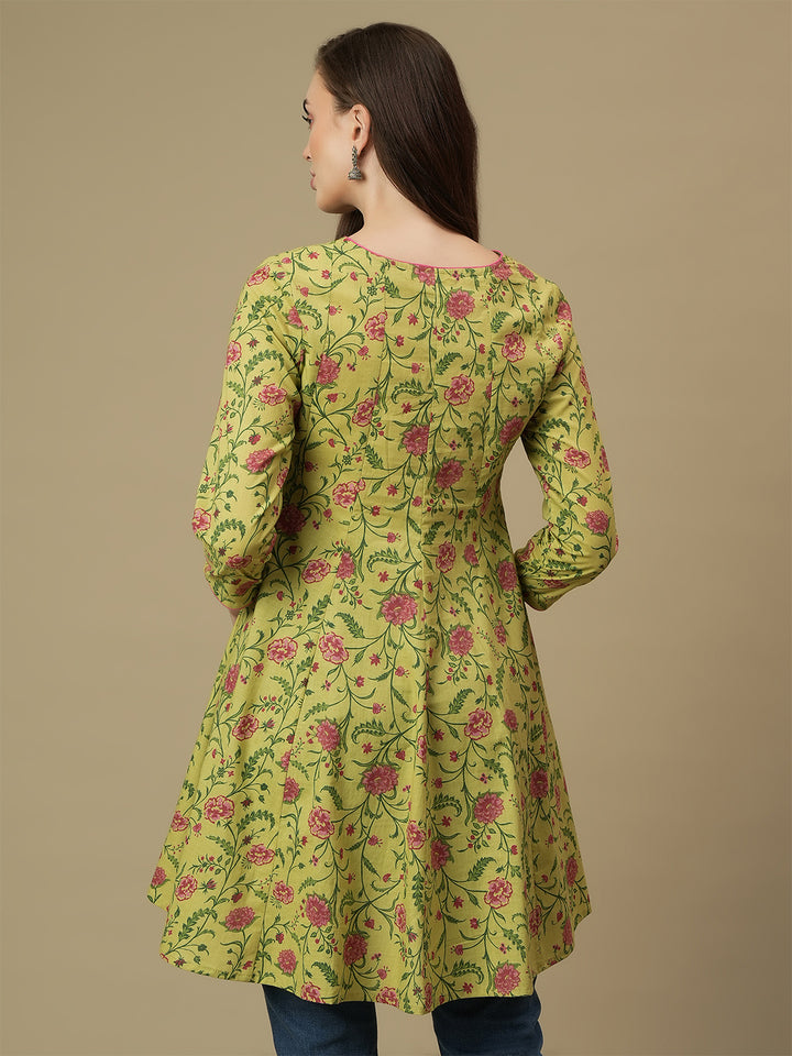 Maternity Green Short Cotton Kurti Tunic Top