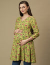 Maternity Green Short Cotton Kurti Tunic Top