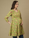 Maternity Green Short Cotton Kurti Tunic Top