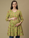 Maternity Green Short Cotton Kurti Tunic Top
