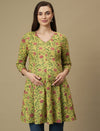 Maternity Green Short Cotton Kurti Tunic Top