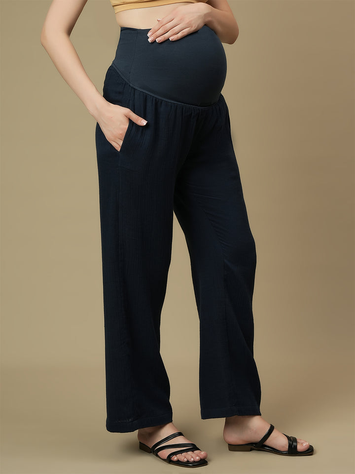 Maternity High Rise Lounge Pants- Blue