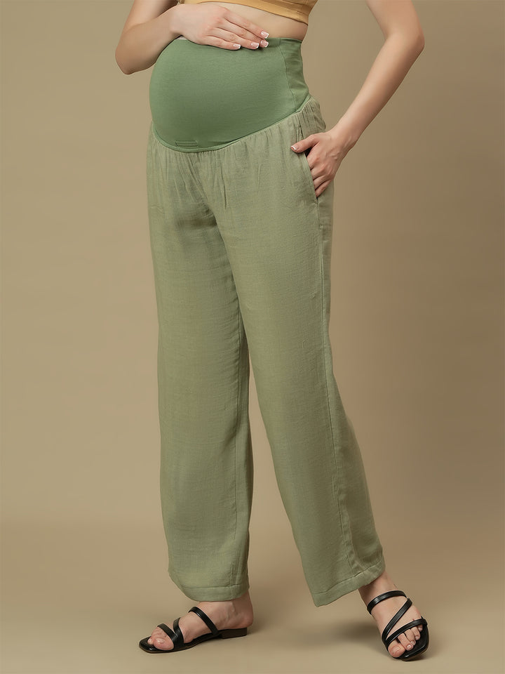 Maternity High Rise Lounge Pants- Green