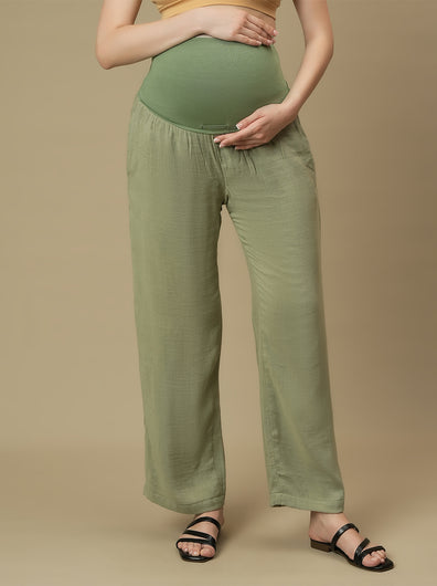 Maternity High Rise Lounge Pants- Green