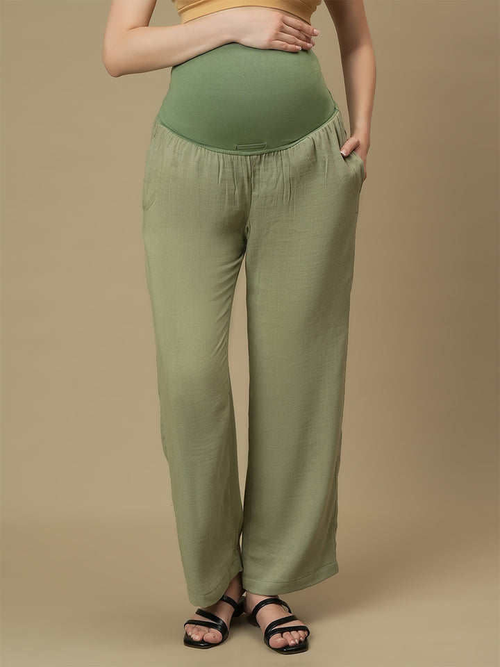 Maternity High Rise Lounge Pants- Green