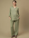 Maternity High Rise Lounge Pants- Green