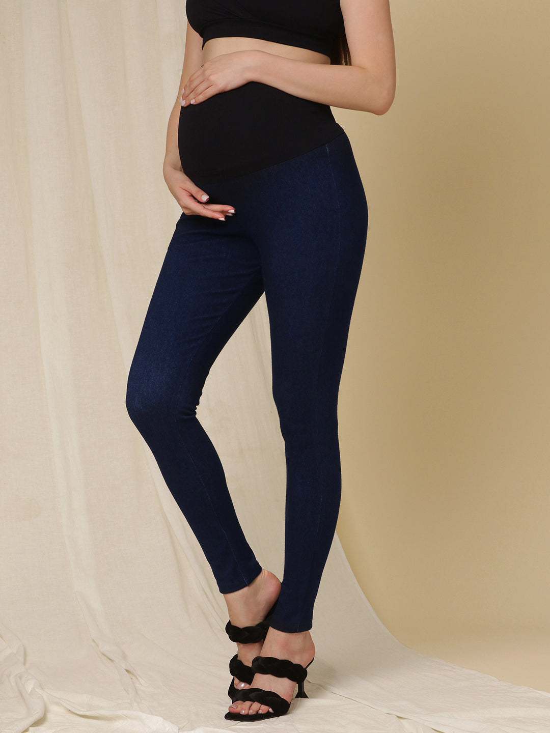 Maternity Denim-look Leggings in Navy Jeans