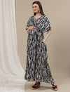 Tie Dye Maternity Kaftan Gown - Blue