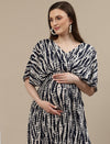 Tie Dye Maternity Kaftan Gown - Blue