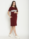 Maternity Stretchy T-shirt Dress- Wine Berry