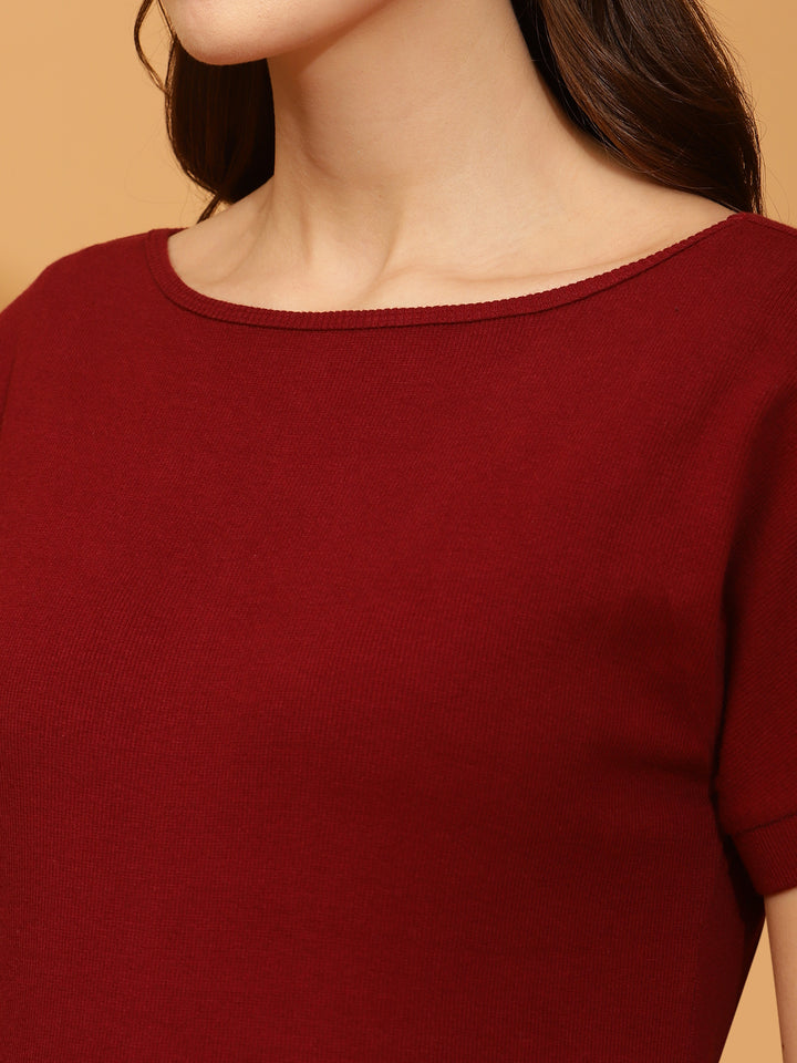 Maternity Casual T-shirt- Burgundy