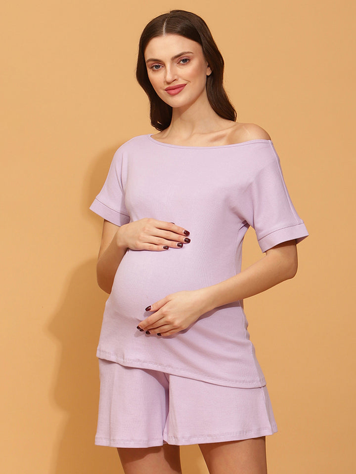 Maternity Casual T-shirt- Lilac