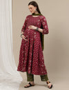 Maternity Cotton Anarkali Kurta + Dupatta