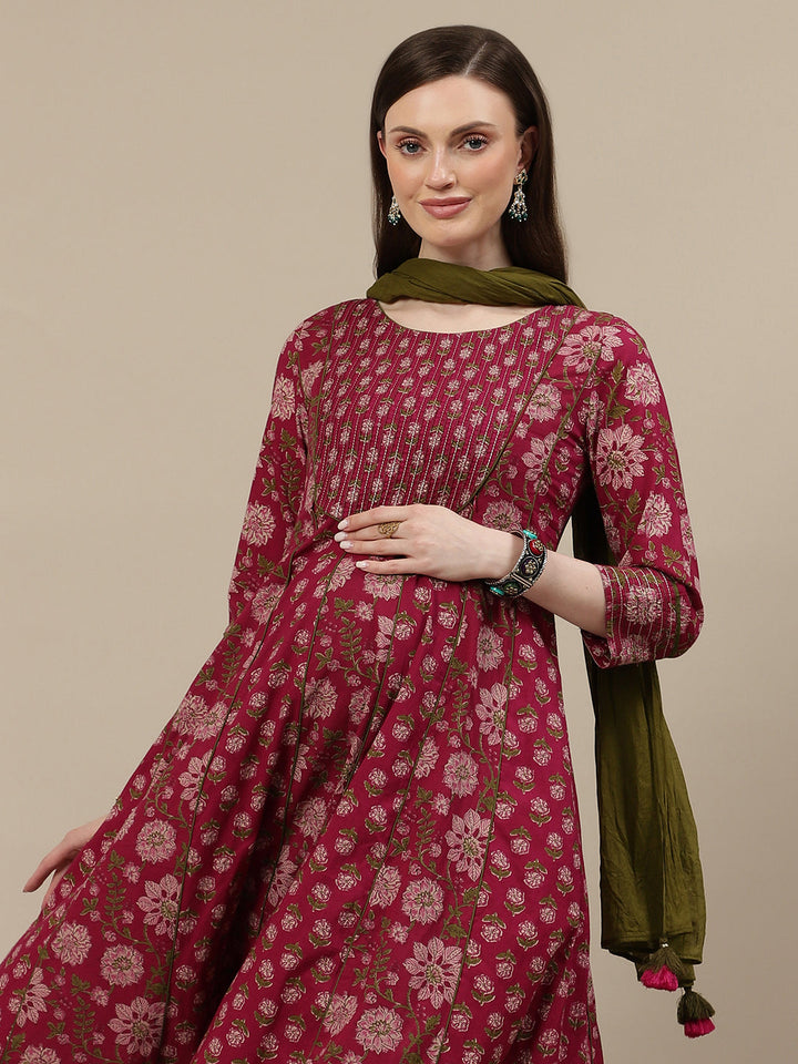 3pc. Cotton Maternity Party Wear Kurta Set