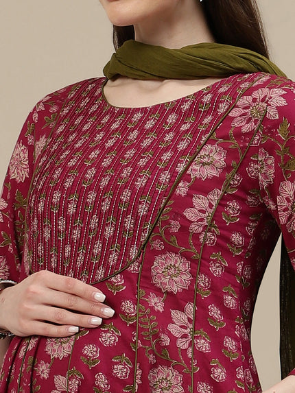 Maternity Cotton Anarkali Kurta + Dupatta