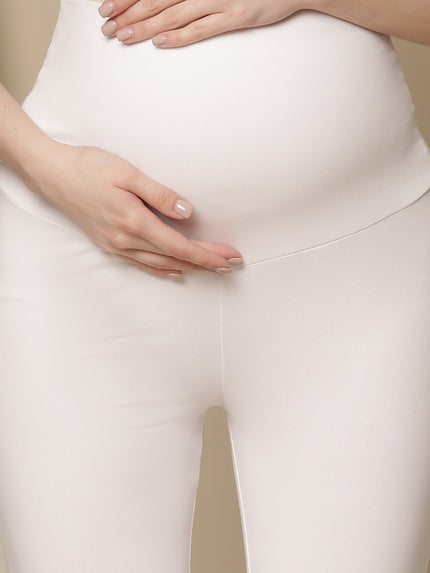 Maternity High-rise Churidar Leggings- White