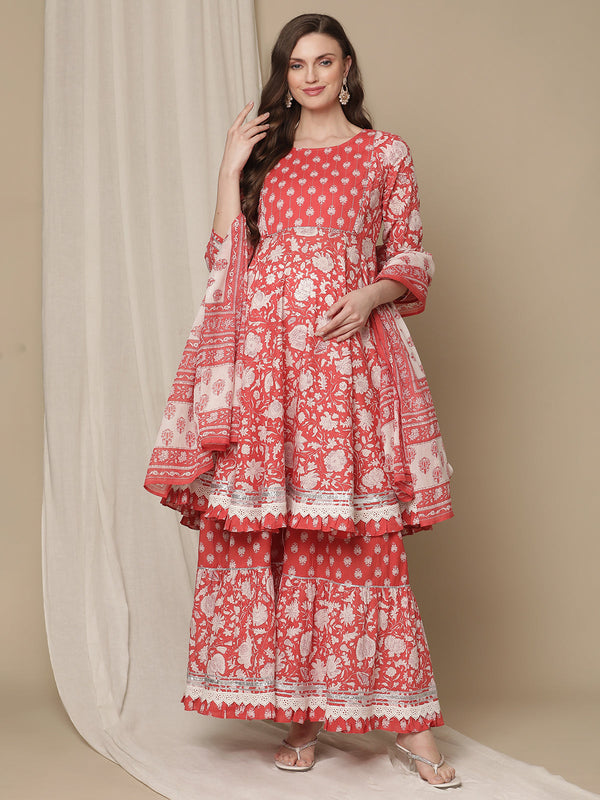 3pc. Maternity Kurti with Sharara Set