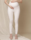 Maternity High-rise Churidar Leggings- White