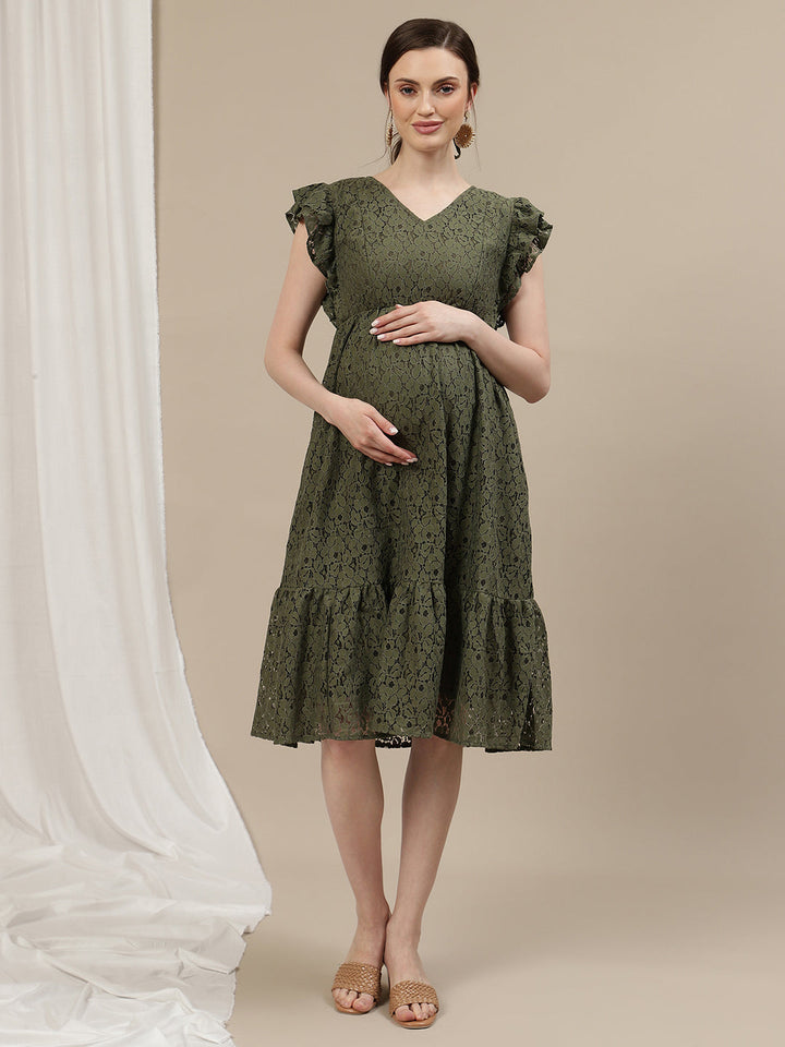 Buy Green Maternity Lace Dress