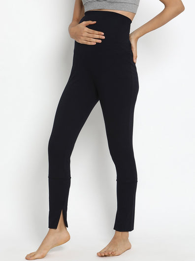 Maternity Winter Leggings (French Terry Lined) - Navy Blue