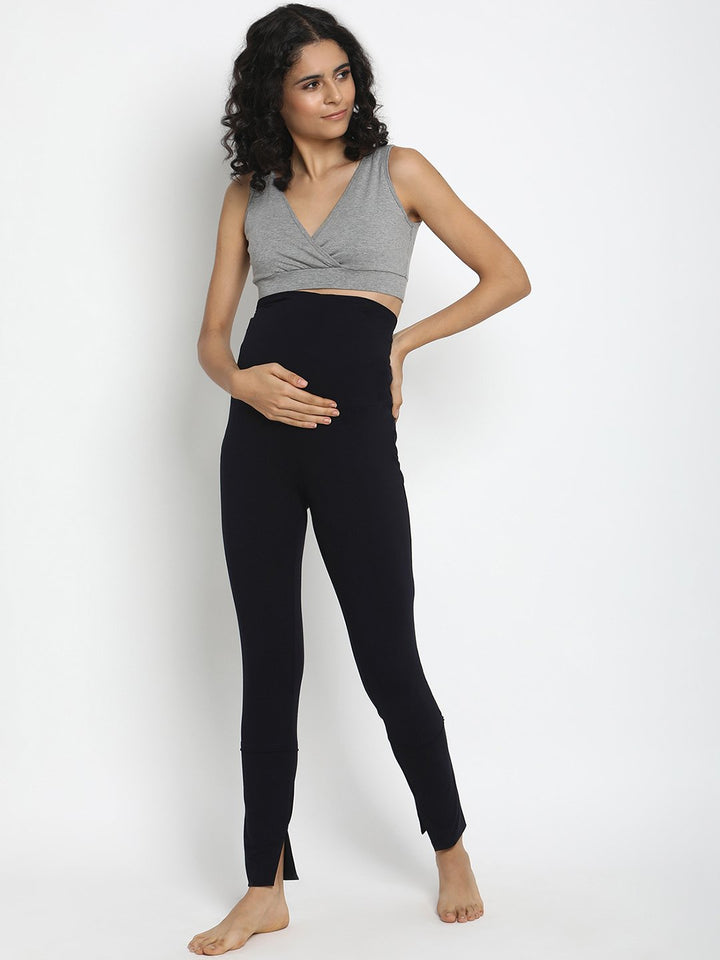 Maternity Winter Leggings (French Terry Lined) - Navy Blue