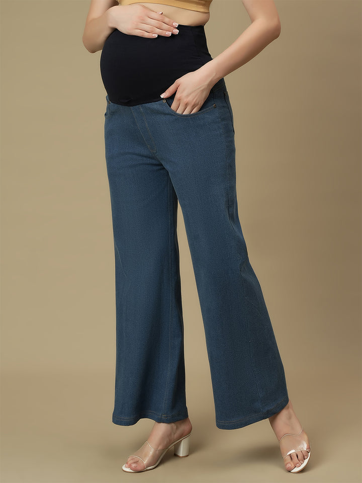 Maternity Light Blue Flare Bell Bottom Jeans