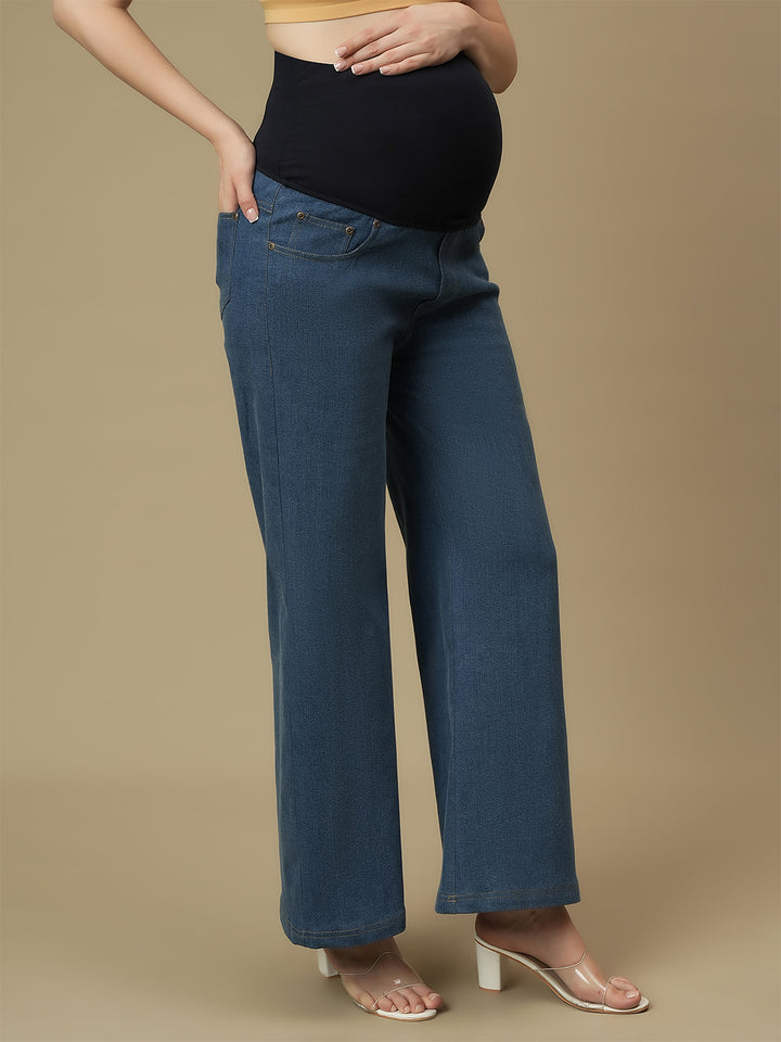 Maternity Light Blue Flare Bell Bottom Jeans